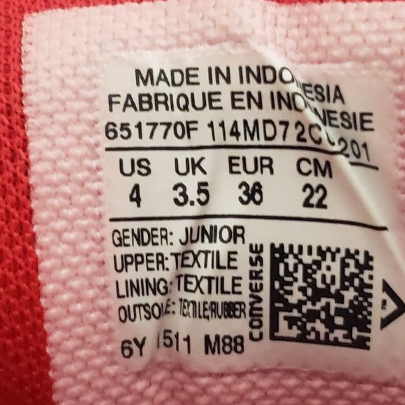 Converse All Star Gray Red Low Top Lace Up Junior Size 4 Womens 5.5 - Picture 5 of 6